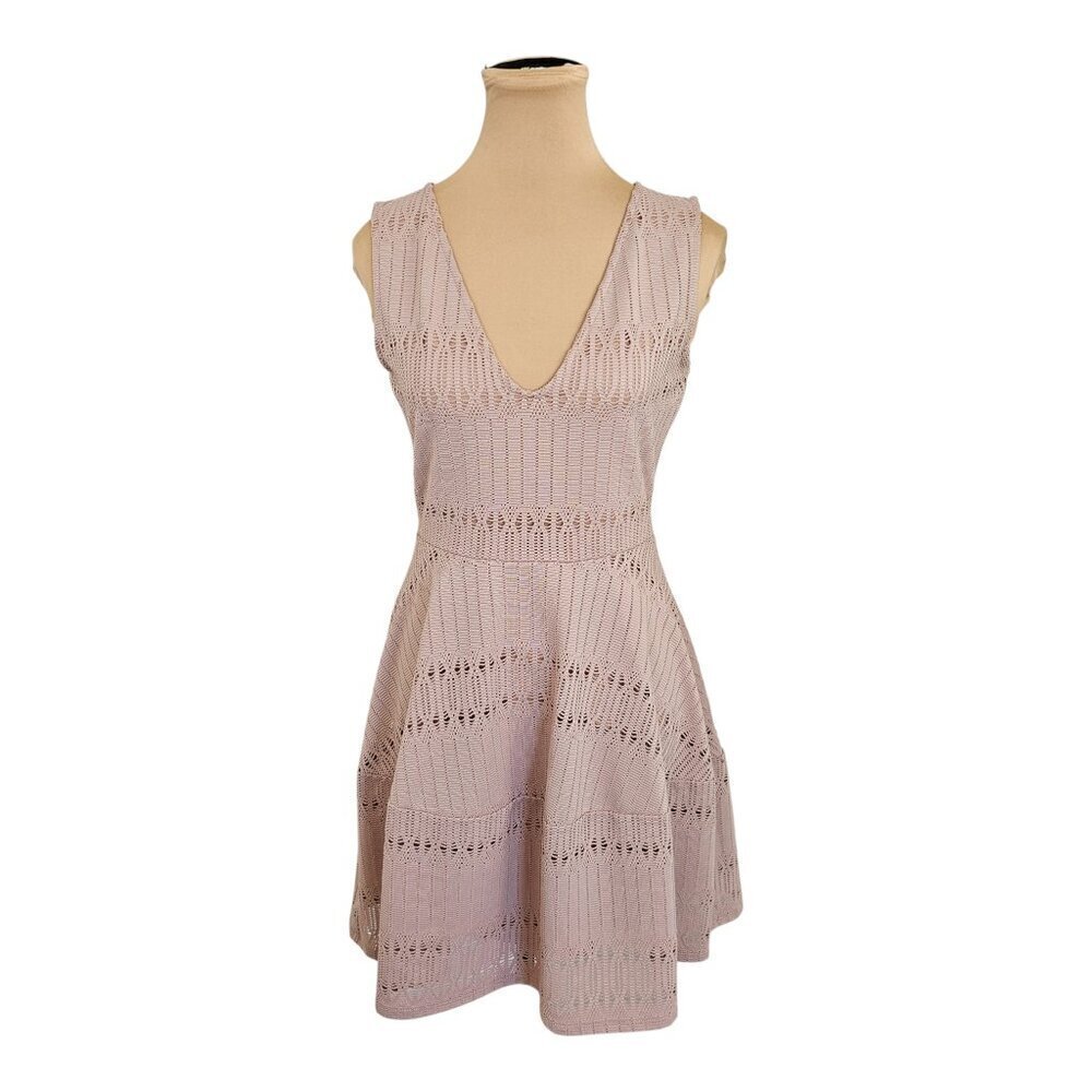 BCBGMaxazria Light Pink Eyelet Sleeveless Mini Dress Sz XS